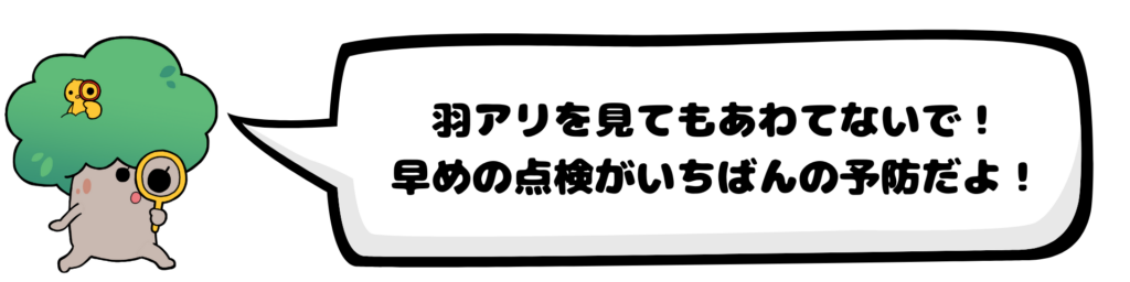 羽アリを見てもあわてないで!
早めの点検がいちばんの予防だよ!
